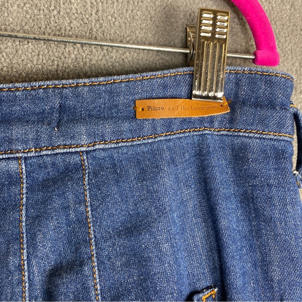 Pilcro and the Letterpress Flare Wide Leg Jeans with Snap Button Hem size 32 - Picture 7 of 10